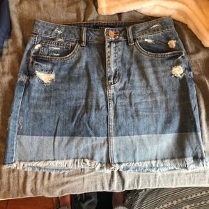 Jean Skirt with light wash patches